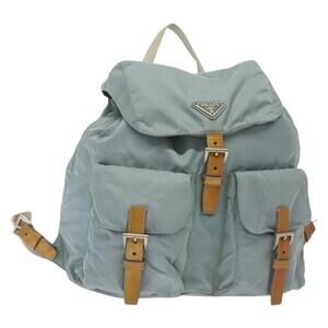 PRADA Backpack Nylon Light Blue Silver